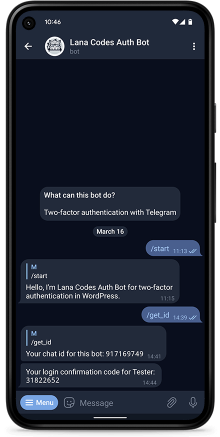 lana codes auth bot - mobile screenshot